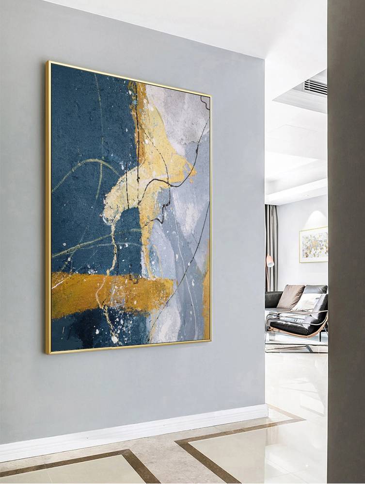 Hallway Original Gray Minimalist Abstract Canvas Wall Art 01FUM